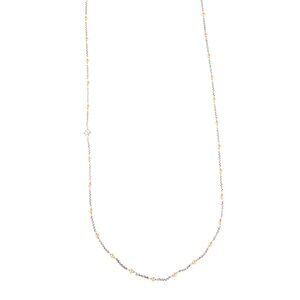 DAVID YURMAN 18K YELLOW GOLD & STERLING SILVER TWO-TONE LOGO STATION NECKLACE